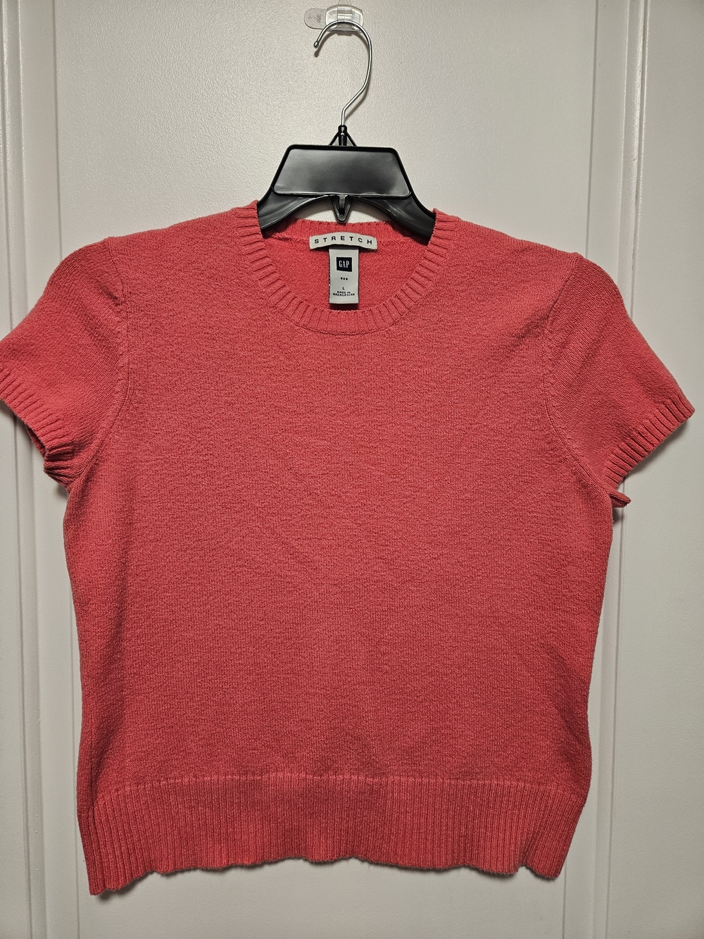GAP Y2K Short Sleeve Crewneck Sweater L - Coral Pink